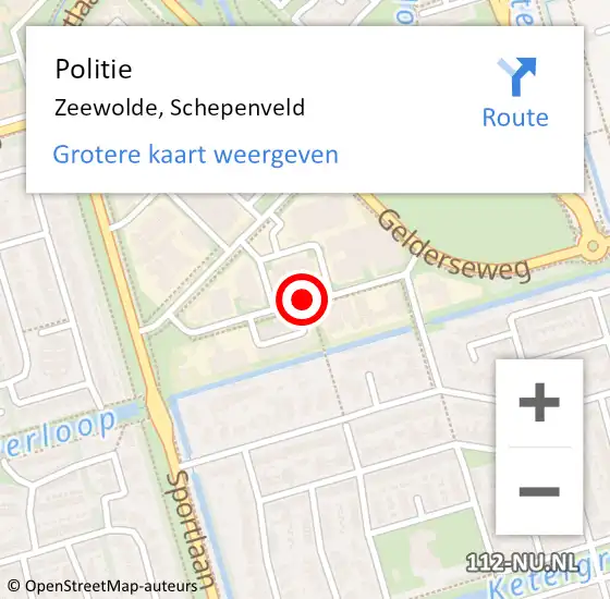 Locatie op kaart van de 112 melding: Politie Zeewolde, Schepenveld op 9 september 2019 17:00