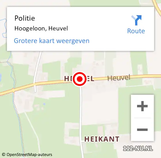 Locatie op kaart van de 112 melding: Politie Hoogeloon, Heuvel op 9 september 2019 17:06