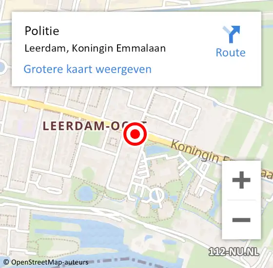 Locatie op kaart van de 112 melding: Politie Leerdam, Koningin Emmalaan op 9 september 2019 17:15