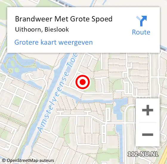 Locatie op kaart van de 112 melding: Brandweer Met Grote Spoed Naar Uithoorn, Bieslook op 9 september 2019 17:43