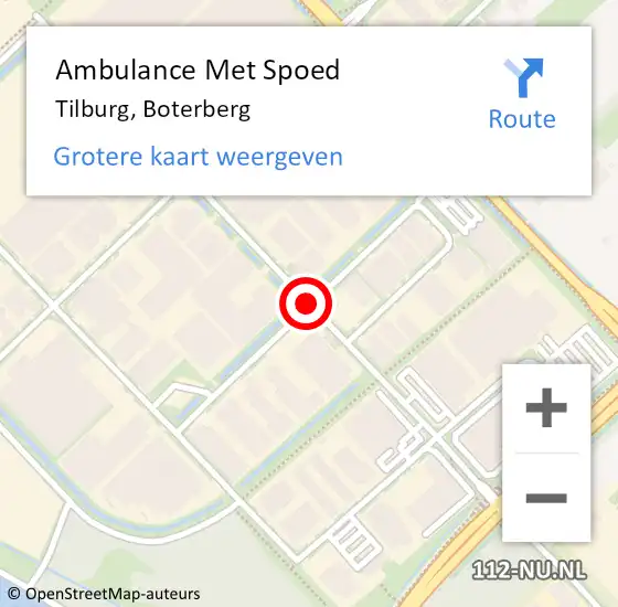 Locatie op kaart van de 112 melding: Ambulance Met Spoed Naar Tilburg, Boterberg op 9 september 2019 18:12