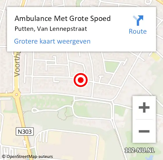 Locatie op kaart van de 112 melding: Ambulance Met Grote Spoed Naar Putten, Van Lennepstraat op 9 september 2019 18:45