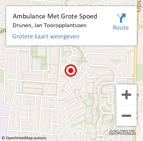 Locatie op kaart van de 112 melding: Ambulance Met Grote Spoed Naar Drunen, Jan Tooropplantsoen op 9 september 2019 18:52