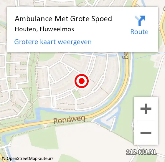 Locatie op kaart van de 112 melding: Ambulance Met Grote Spoed Naar Houten, Fluweelmos op 9 september 2019 20:54