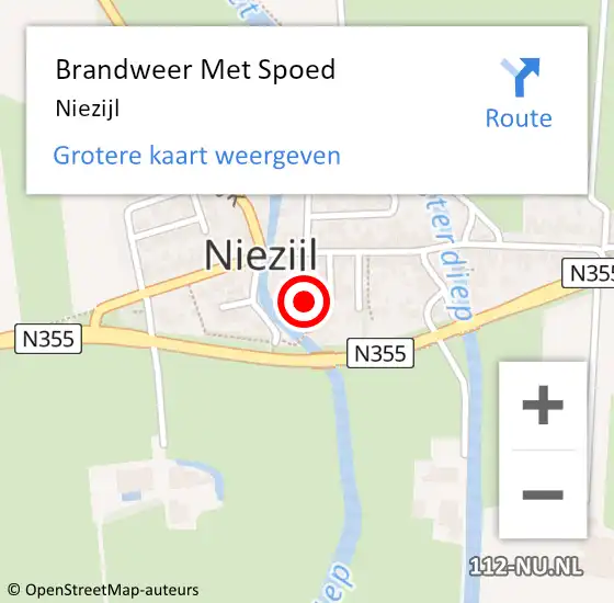 Locatie op kaart van de 112 melding: Brandweer Met Spoed Naar Niezijl op 9 september 2019 21:12