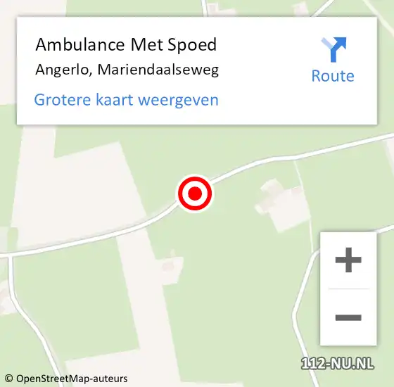 Locatie op kaart van de 112 melding: Ambulance Met Spoed Naar Angerlo, Mariendaalseweg op 9 september 2019 21:40