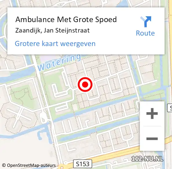 Locatie op kaart van de 112 melding: Ambulance Met Grote Spoed Naar Zaandijk, Jan Steijnstraat op 9 september 2019 22:13