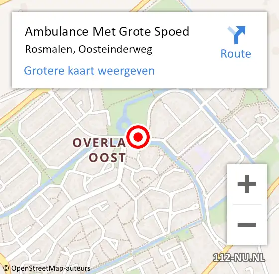 Locatie op kaart van de 112 melding: Ambulance Met Grote Spoed Naar Rosmalen, Oosteinderweg op 9 september 2019 22:32