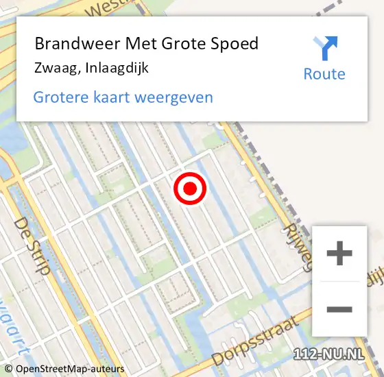 Locatie op kaart van de 112 melding: Brandweer Met Grote Spoed Naar Zwaag, Inlaagdijk op 10 september 2019 05:22