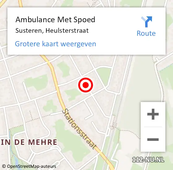 Locatie op kaart van de 112 melding: Ambulance Met Spoed Naar Susteren, Heulsterstraat op 10 september 2019 05:42