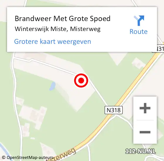 Locatie op kaart van de 112 melding: Brandweer Met Grote Spoed Naar Winterswijk Miste, Misterweg op 13 april 2014 10:37