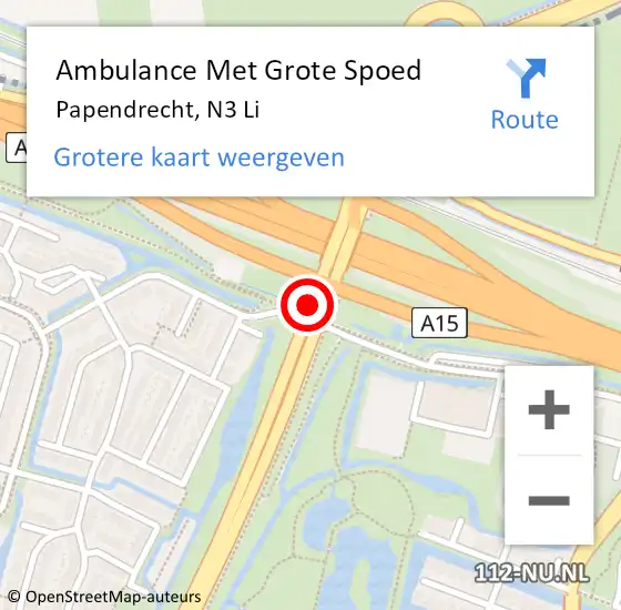 Locatie op kaart van de 112 melding: Ambulance Met Grote Spoed Naar Papendrecht, N3 Li op 10 september 2019 09:11