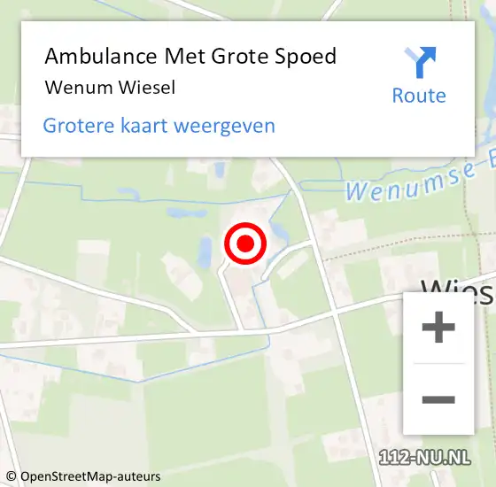 Locatie op kaart van de 112 melding: Ambulance Met Grote Spoed Naar Wenum Wiesel op 10 september 2019 09:14