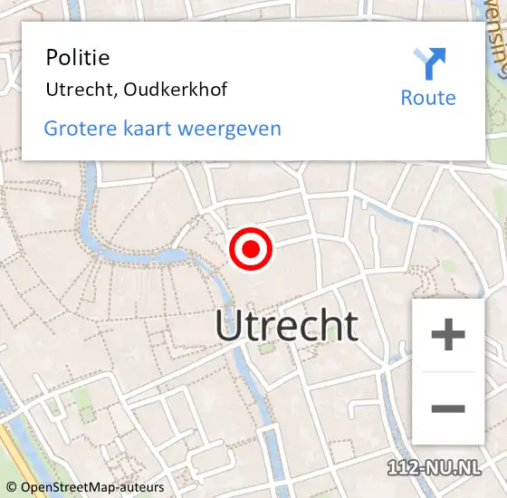 Locatie op kaart van de 112 melding: Politie Utrecht, Oudkerkhof op 10 september 2019 09:48