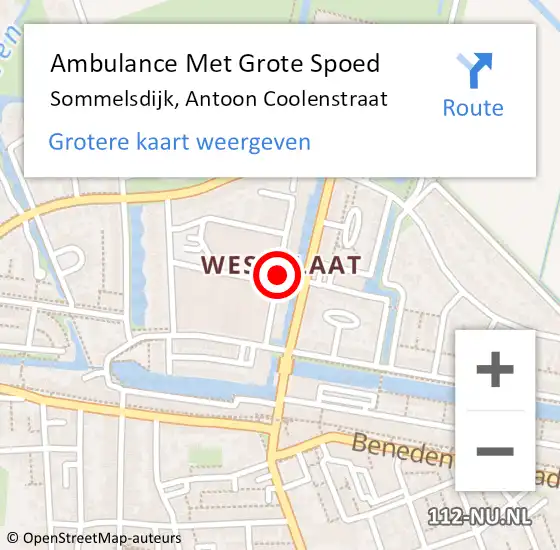 Locatie op kaart van de 112 melding: Ambulance Met Grote Spoed Naar Sommelsdijk, Antoon Coolenstraat op 10 september 2019 10:06