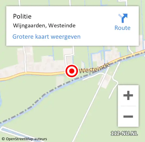 Locatie op kaart van de 112 melding: Politie Wijngaarden, Westeinde op 10 september 2019 10:11