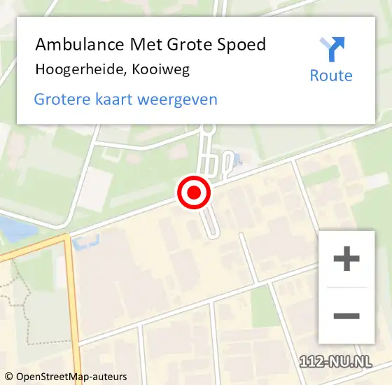 Locatie op kaart van de 112 melding: Ambulance Met Grote Spoed Naar Hoogerheide, Kooiweg op 10 september 2019 10:19