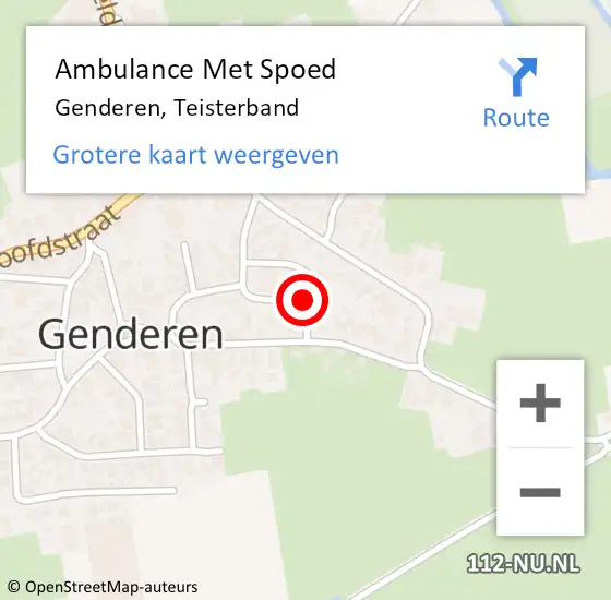 Locatie op kaart van de 112 melding: Ambulance Met Spoed Naar Genderen, Teisterband op 10 september 2019 10:24