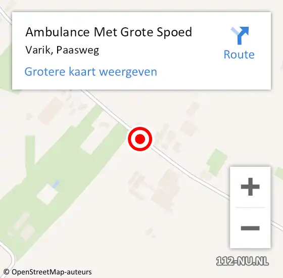 Locatie op kaart van de 112 melding: Ambulance Met Grote Spoed Naar Varik, Paasweg op 10 september 2019 10:39
