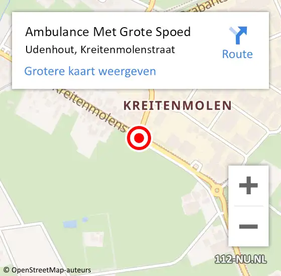 Locatie op kaart van de 112 melding: Ambulance Met Grote Spoed Naar Udenhout, Kreitenmolenstraat op 10 september 2019 11:02
