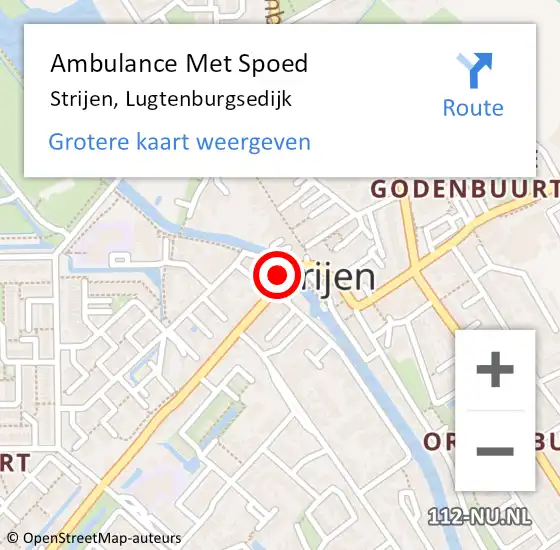 Locatie op kaart van de 112 melding: Ambulance Met Spoed Naar Strijen, Lugtenburgsedijk op 13 april 2014 10:56