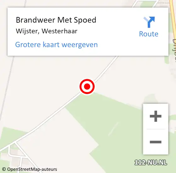 Locatie op kaart van de 112 melding: Brandweer Met Spoed Naar Wijster, Westerhaar op 10 september 2019 11:39