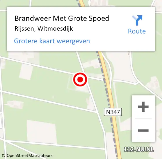 Locatie op kaart van de 112 melding: Brandweer Met Grote Spoed Naar Rijssen, Witmoesdijk op 13 april 2014 11:02