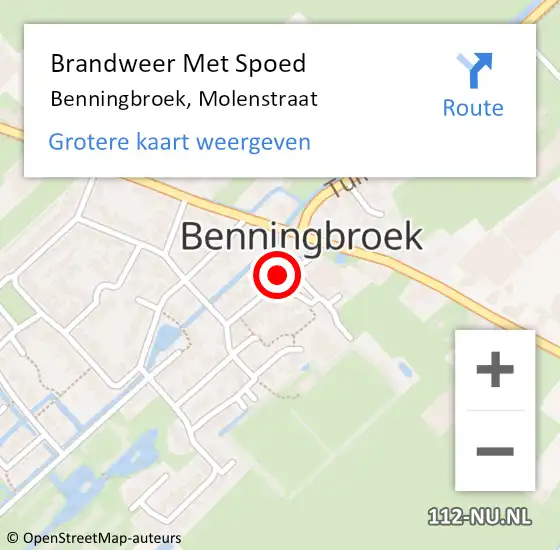 Locatie op kaart van de 112 melding: Brandweer Met Spoed Naar Benningbroek, Molenstraat op 10 september 2019 12:05