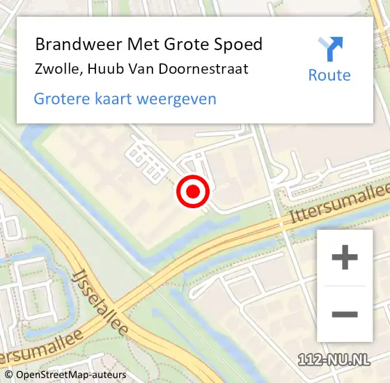 Locatie op kaart van de 112 melding: Brandweer Met Grote Spoed Naar Zwolle, Huub Van Doornestraat op 10 september 2019 12:05