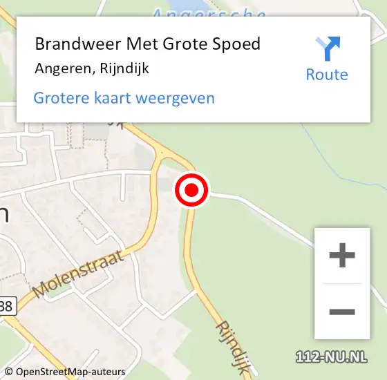 Locatie op kaart van de 112 melding: Brandweer Met Grote Spoed Naar Angeren, Rijndijk op 10 september 2019 12:06