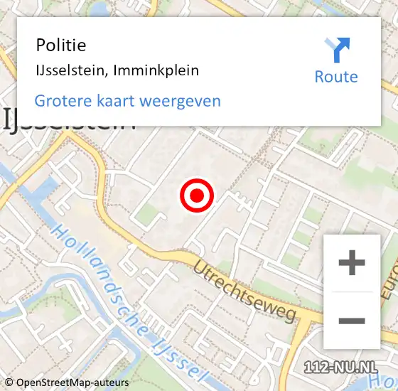 Locatie op kaart van de 112 melding: Politie IJsselstein, Imminkplein op 10 september 2019 12:44