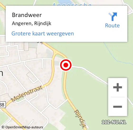 Locatie op kaart van de 112 melding: Brandweer Angeren, Rijndijk op 10 september 2019 12:54