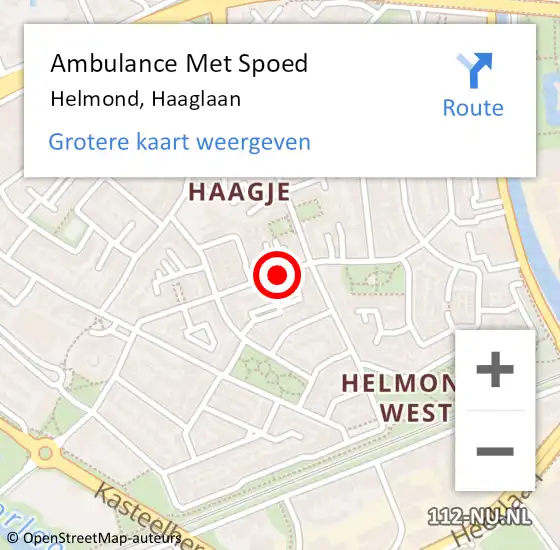 Locatie op kaart van de 112 melding: Ambulance Met Spoed Naar Helmond, Haaglaan op 10 september 2019 12:57