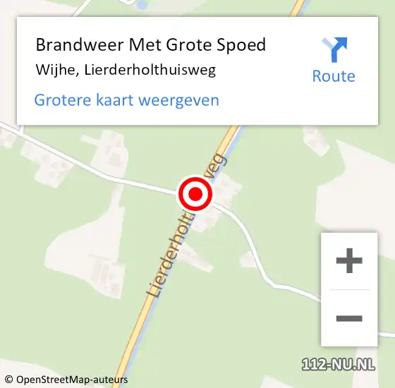 Locatie op kaart van de 112 melding: Brandweer Met Grote Spoed Naar Wijhe, Lierderholthuisweg op 10 september 2019 14:33