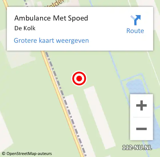 Locatie op kaart van de 112 melding: Ambulance Met Spoed Naar De Kolk op 10 september 2019 15:30
