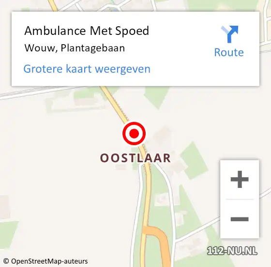Locatie op kaart van de 112 melding: Ambulance Met Spoed Naar Wouw, Plantagebaan op 10 september 2019 15:45