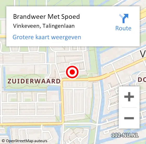 Locatie op kaart van de 112 melding: Brandweer Met Spoed Naar Vinkeveen, Talingenlaan op 10 september 2019 15:52