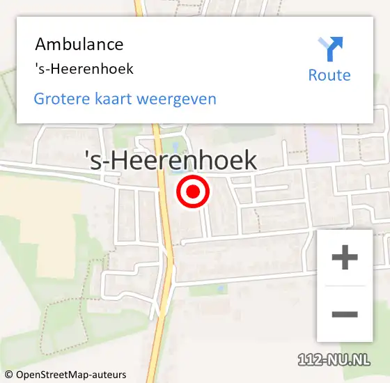 Locatie op kaart van de 112 melding: Ambulance 's-Heerenhoek op 10 september 2019 16:05