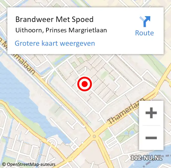 Locatie op kaart van de 112 melding: Brandweer Met Spoed Naar Uithoorn, Prinses Margrietlaan op 10 september 2019 16:18