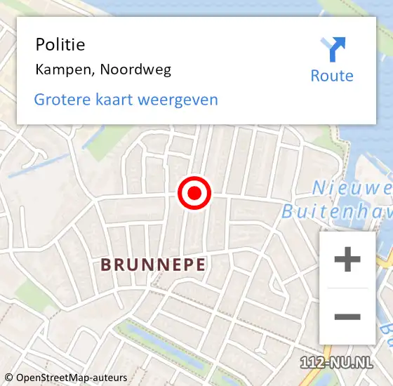 Locatie op kaart van de 112 melding: Politie Kampen, Noordweg op 10 september 2019 16:44