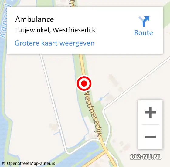 Locatie op kaart van de 112 melding: Ambulance Lutjewinkel, Westfriesedijk op 10 september 2019 16:48