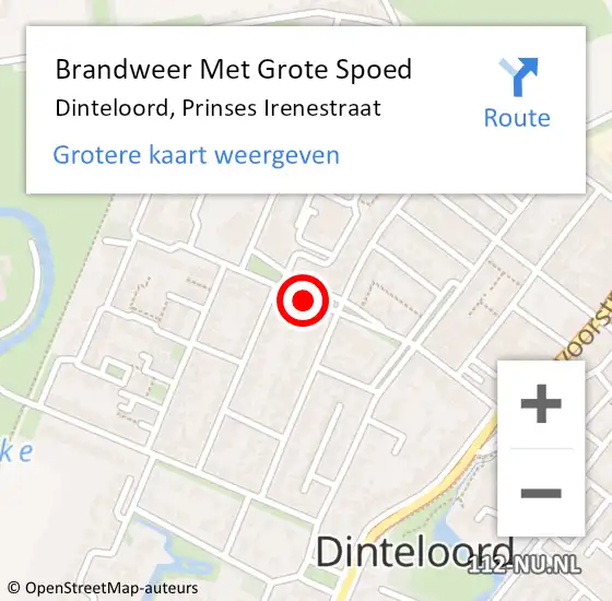 Locatie op kaart van de 112 melding: Brandweer Met Grote Spoed Naar Dinteloord, Prinses Irenestraat op 10 september 2019 17:03