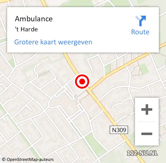 Locatie op kaart van de 112 melding: Ambulance 't Harde op 10 september 2019 17:07