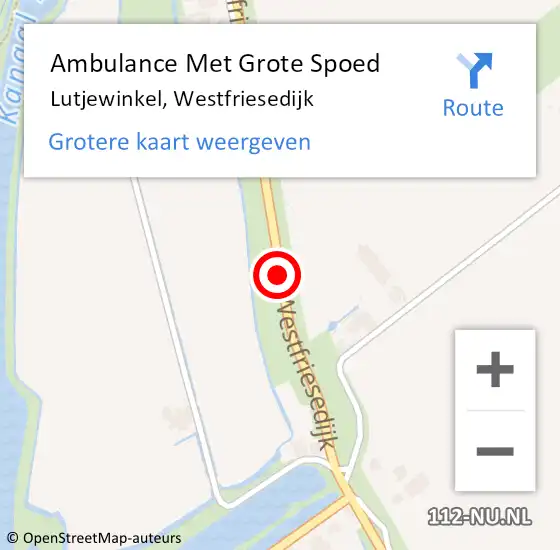 Locatie op kaart van de 112 melding: Ambulance Met Grote Spoed Naar Lutjewinkel, Westfriesedijk op 10 september 2019 17:20