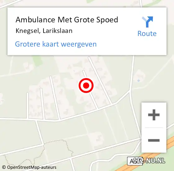 Locatie op kaart van de 112 melding: Ambulance Met Grote Spoed Naar Knegsel, Larikslaan op 10 september 2019 17:41