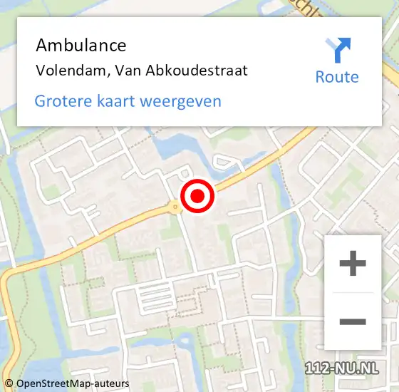 Locatie op kaart van de 112 melding: Ambulance Volendam, Van Abkoudestraat op 10 september 2019 18:36