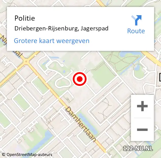 Locatie op kaart van de 112 melding: Politie Driebergen-Rijsenburg, Jagerspad op 10 september 2019 19:24