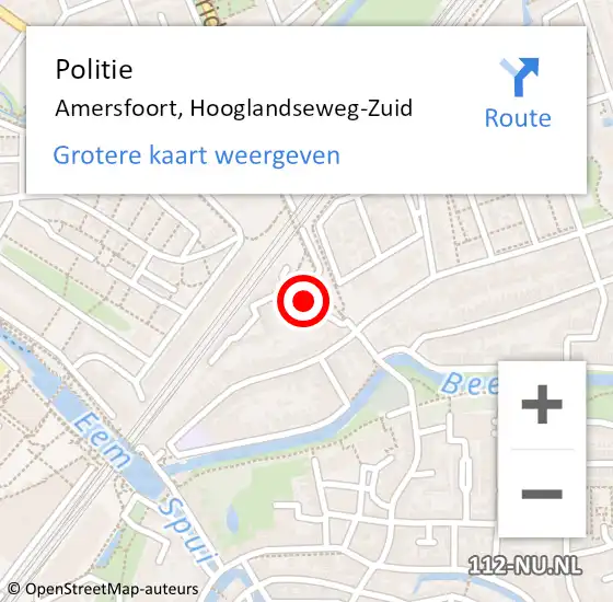 Locatie op kaart van de 112 melding: Politie Amersfoort, Hooglandseweg-Zuid op 10 september 2019 19:44