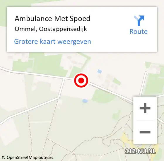 Locatie op kaart van de 112 melding: Ambulance Met Spoed Naar Ommel, Oostappensedijk op 10 september 2019 20:50