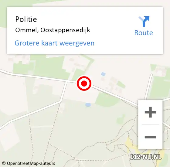 Locatie op kaart van de 112 melding: Politie Ommel, Oostappensedijk op 10 september 2019 20:51